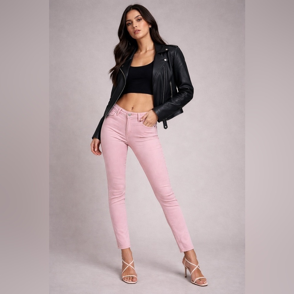 AG Adriano Goldschmied Pink Low Rise Legging Ankle Skinny Jeans 25R Y2K 26x27
